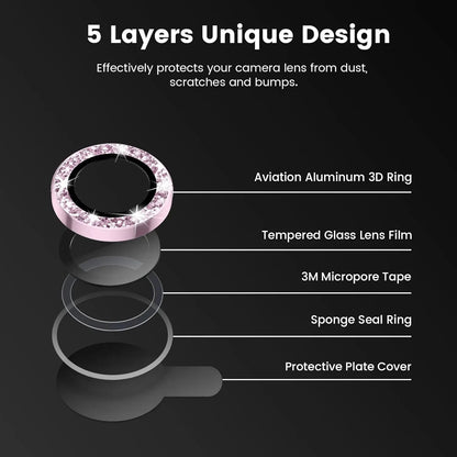 Glitter Camera Lens Protector Cover for iPhone 16 15 Pro Max 13 11 Pro 14 15 Plus 12 Mini Tempered Glass Protection Accessories