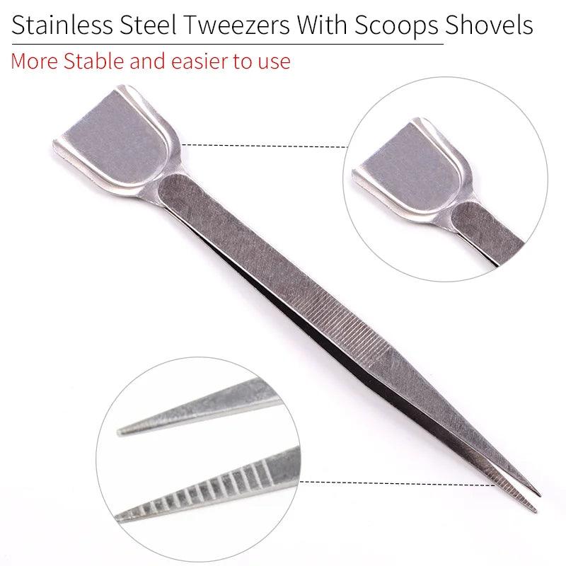 Professional Rhinestones Diamond Stainless Steel Tweezers With Scoops Shovels Fashion Craft Jewelry Gem Beads Making Tool F0230