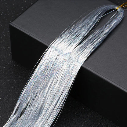 93cm Colorful Bling Hair Extension Accessories Laser Gold Shiny Metallic Wire Hair Extensions DIY Retro Hip-hop Hair Braid Tool