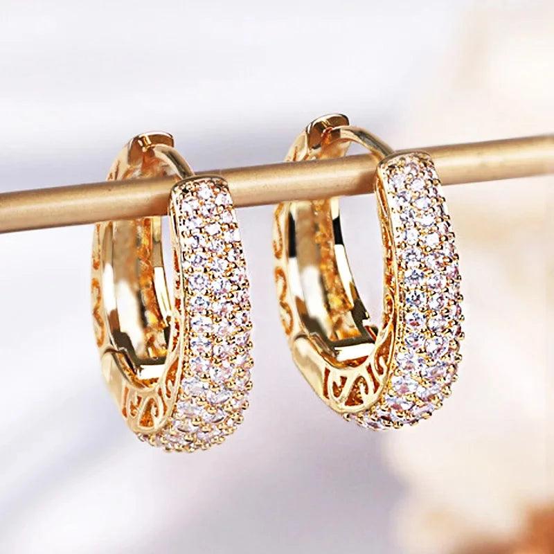 Luxury Hoop Earrings For Women Gold Color Hollow Out Design Temperament Female Ear Accessories Fashion Jewelry Gifts