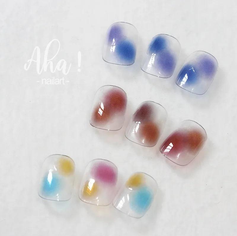 Small Nail Sticker 3D Decal Valentines Day Korean Gradient Candy Colors Press on Nails Art Designer Japanese Tips Stickers