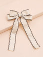 Lystrfac New Fabric Wavy Ribbon Hair Bow Hairpin for Women Girls Hair clips Black White Bow Top Clip Female Hair Accessories