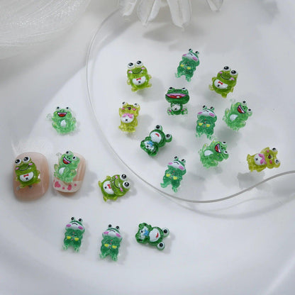 20pcs 3D Cute Funny Frog Resin Nail Art Decorations Kawaii Accessories DIY Manicure Design PartsLittle Frog Cartoon Nail Charms