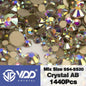 VDD 1440Pcs SS4-SS20 Mix Size Clear Crystal Non HotFix Gold Flatback Rhinestones Glitter Stones Nail Art DIY Crafts Decorations