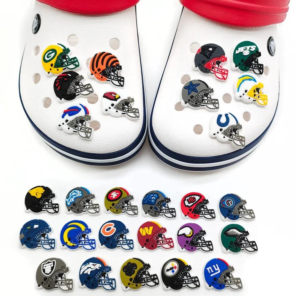 Rugby Team Helmet Nfl Collection Shoe Charms DIY Shoe Decorations Accessories Decorations Sandal Decorate for Crocs Kids Gift