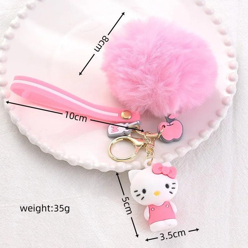 Sanrio Cartoon Hello Kitty Keychain Cute Melody Kuromi Cinnamoroll Doll Pendant Decoration Keyring Jewelry Girl Child Gift Toy