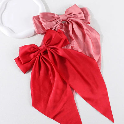 2Pcs/Set Elegant Bow Ribbon Hair Clip Women Fashion Solid Bowknot Satin Hairpin Barrettes Girls Ponytail Clip Hair Accessories