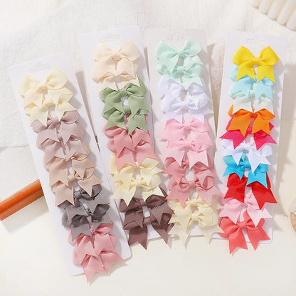 10Pcs/Set 1.9'' Solid Color Ribbon Kids Bows Hair Clips for Baby Girls Handmade Bowknot Hairpin MiNi Barrettes Hair Accessories