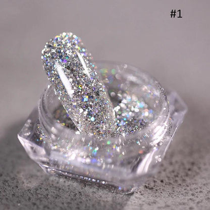 1Jar Silver/gold Holographic Nail Glitter Powder DIY Shiny Nail Glitter Dust Decoration UV Gel Nail Pigment Sequin Accessories 9