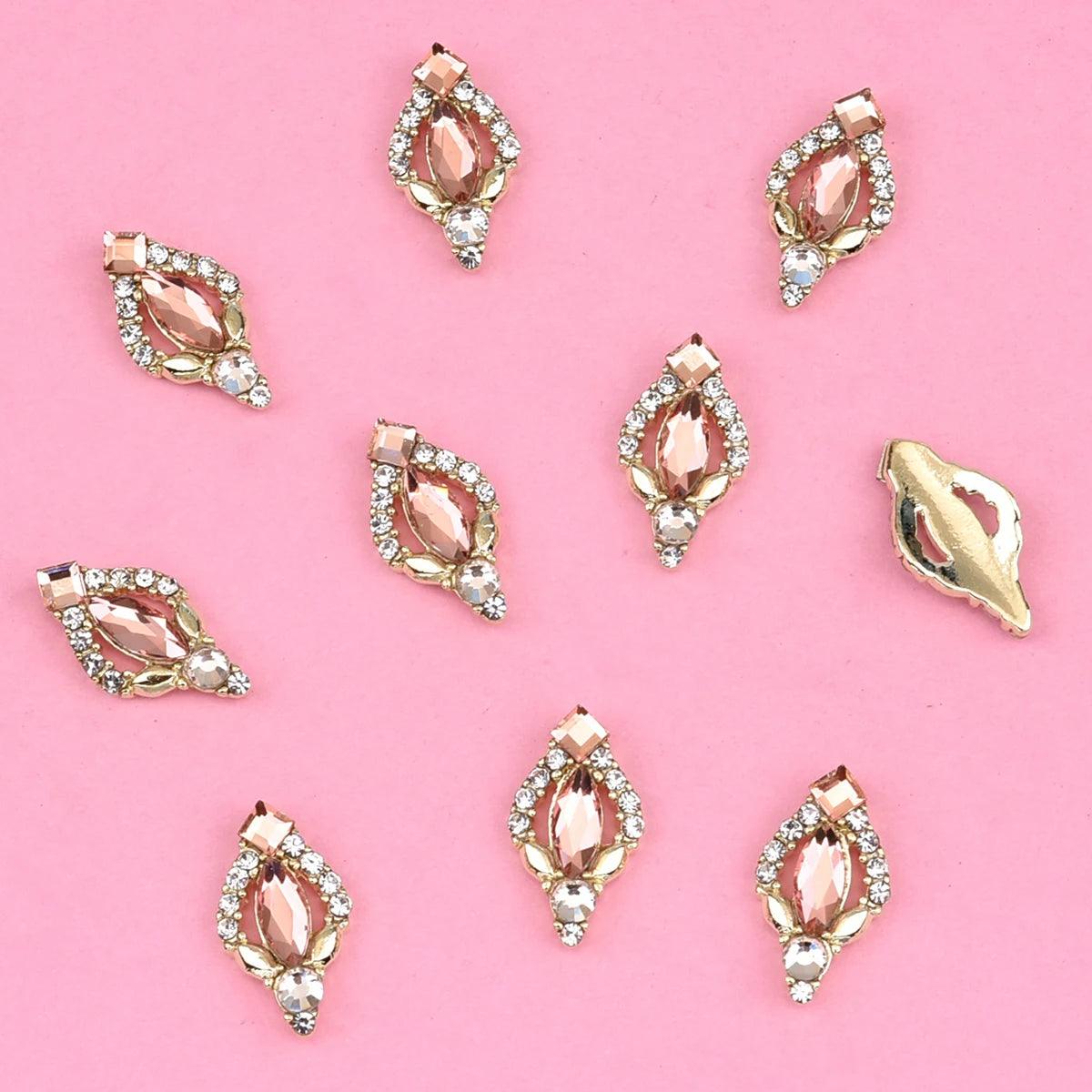 10pcs Gold 3D Nail Art Charms Shape Crystal Rhinestone Stones Nail Jewelry For Acrylic Nail Designer Accessories Decor NJ23912-3 - HighGloss Shop