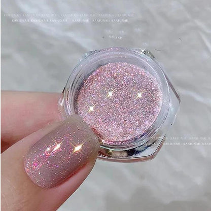 1Jar Aurora Broken Diamond Nail Powder Holographic Iridescent Aurora Powder Mermaid Pigment Glitter Nail Art Chameleon Powder