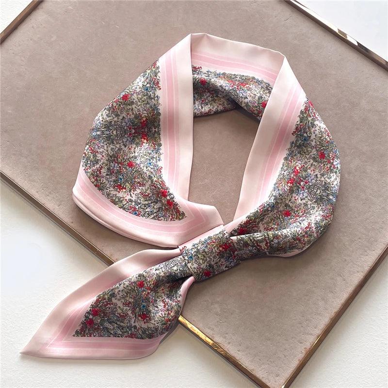 2023 New Luxury Brand Skinny Neckerchief Scarf For Women Satin Silk Ribbons Bandana Ladies Neck Tie Wrist Wrap Shawl Echarpe