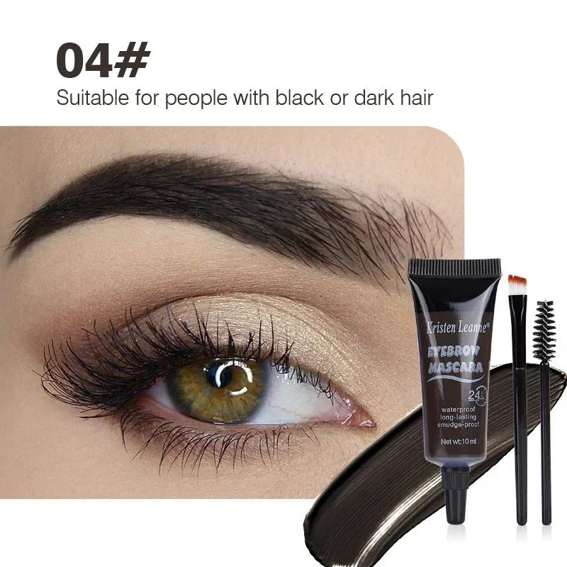 Natural 4 Colors Liquid Dyeing Eyebrow Cream Set Waterproof Durable Brown Tint Eyebrow Henna Mascara Eyebrows Paint Makeup