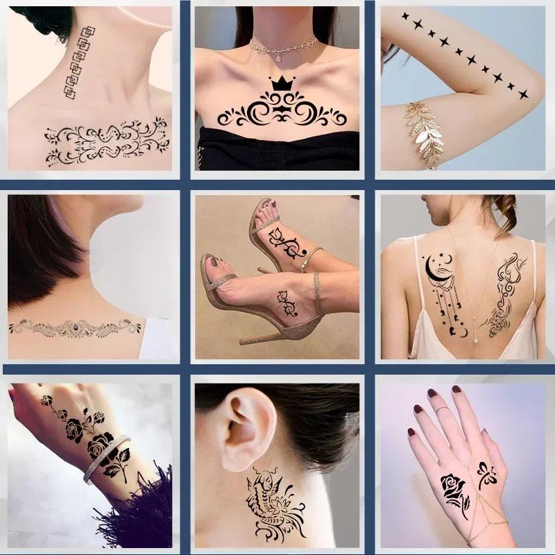 Heallor 1 Pcs Tattoo Stencils Henna India Hollow Airbrush Stencil Waterproof Arm Body Temporary Tattoo Stencil Sticker for Drawi