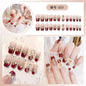 24Pcs Pink Full Diamond Press on Nail Tips Handmade 3D Design Rhinestones Full Cover False Long Coffin Nail Woman DIY Fake Nails