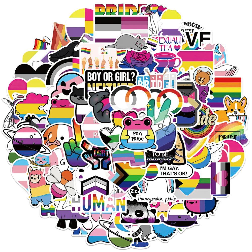 10/30/50/100PCS Mix Nonbinary Pansexual Transgender Bisexual Asexual Pride Stickers LGBT Skateboard Laptop Guitar Car Sticker