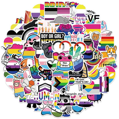 10/30/50/100PCS Mix Nonbinary Pansexual Transgender Bisexual Asexual Pride Stickers LGBT Skateboard Laptop Guitar Car Sticker