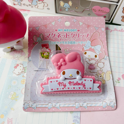 Sanrio Hello Kitty Melody Storage Food Seal Clips Sealer Clamp Magnetic Fridge Sticker Ticket Holder Hand Acount Folder Gifts