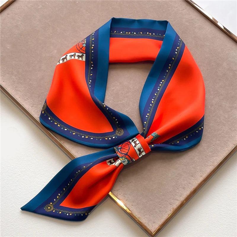 2023 New Luxury Brand Skinny Neckerchief Scarf For Women Satin Silk Ribbons Bandana Ladies Neck Tie Wrist Wrap Shawl Echarpe