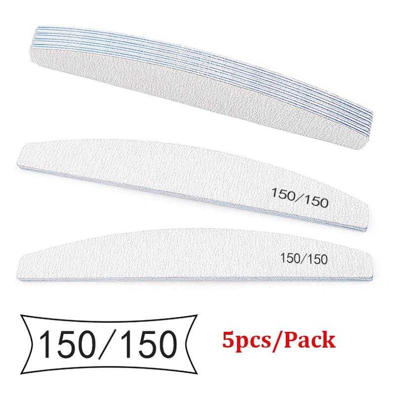 5Pcs/Lot Nail File Mix Color Limas 80/100/150/180/240 Grit Professional Sandpaper Cuticle Remover Buffer Files Manicure Tool Set