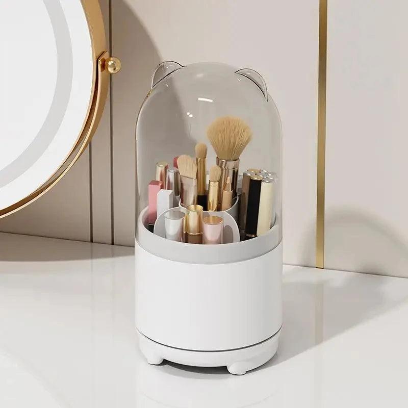 Makeup brush holder with lid 360 degree rotation Makeup brush storage box with lid Makeup storage box dustproof Makeup brush con