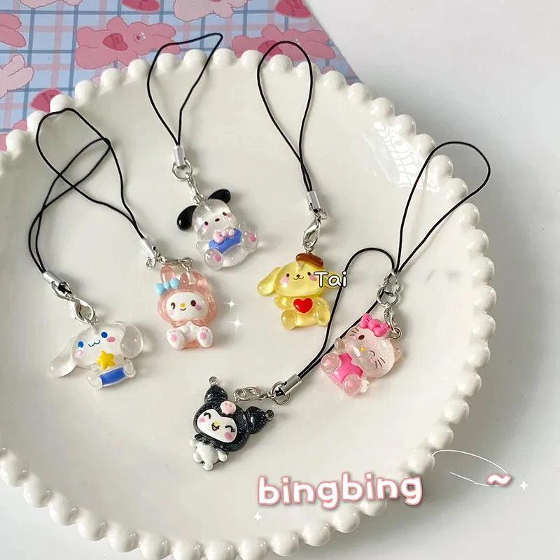 Sanrio Anime My Melody Bag Keychain Cartoon Cinnamonroll Hello Kitty Cute Phone Pendant Girly Items Pendant Rope Decoration