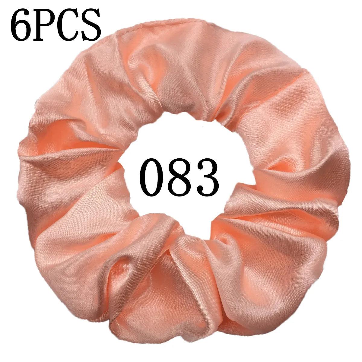 6pcs/lot Hair Scrunchies Bands Scrunchy Ties Ropes Ponytail Holder for Women or Girls Accessories Satin Headwear Solid 100 Color