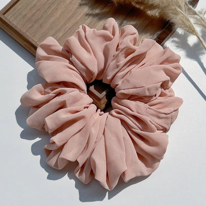 Big Size Chiffon Scrunchies For Muslim Women Custom Elastic Volumizing Oversized Neat stitching Malaysian Bunch Hair Tie