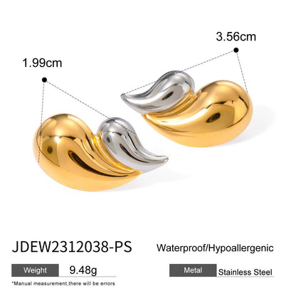 Stainless Steel 18k Gold Plated Geometric Double Layered Water Drop Earrings Women Temperament Fashion Charm Jewelry Party