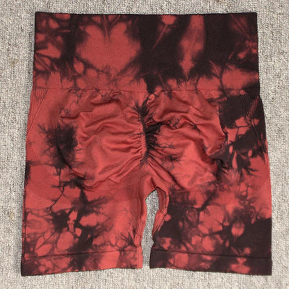 Seamless Tie Dye Push Up Yoga Shorts For Women High Waist Summer Fitness Workout Running Cycling Sports Gym Shorts Mujer