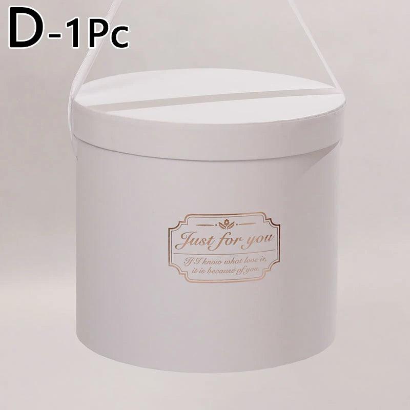 Round Floral Boxes Flower Packaging Paper Bag Gift Storage Box Snacks Candy Packaging Box With Lid Lanyard