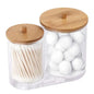 Makeup Cotton Pad Organizer Storage With Wood Lid Box For Cotton Swabs Rod Cosmetics Jewelry Bathroom Container Jar