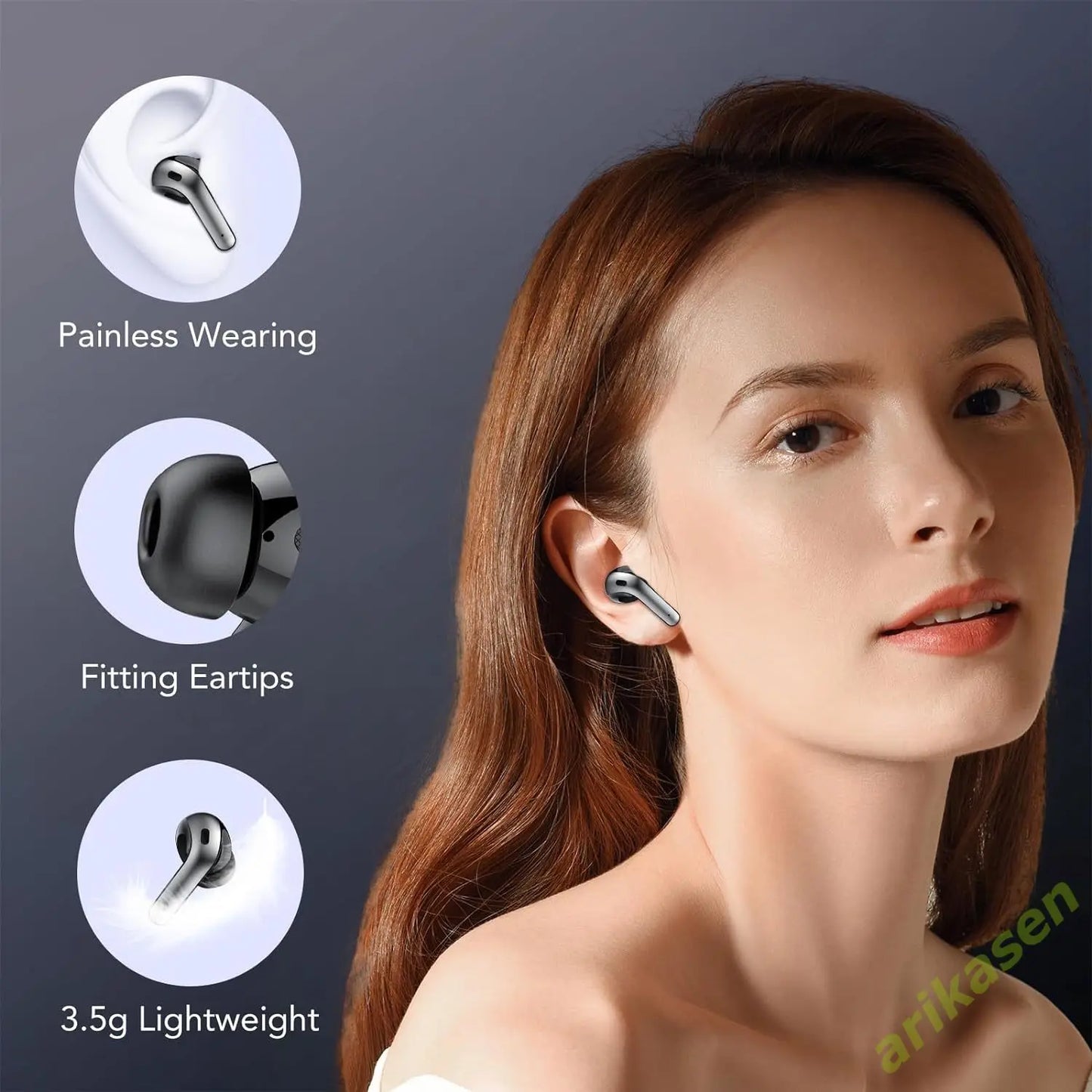 Wireless Bluetooth Earbuds Headphones 52 Hrs Playtime IPX7 Waterproof 4 Mic Call Noise Cancelling with LED Display Charging Case