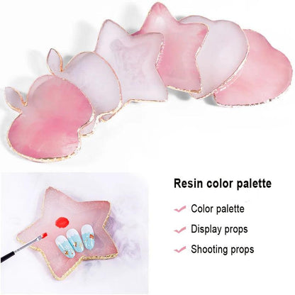 Natural Resin Stone Luxury Nail Art Palette Mix Color Drawing Pallet Gel Polish Display False Nail Tips Shelf DIY Manicure Tools