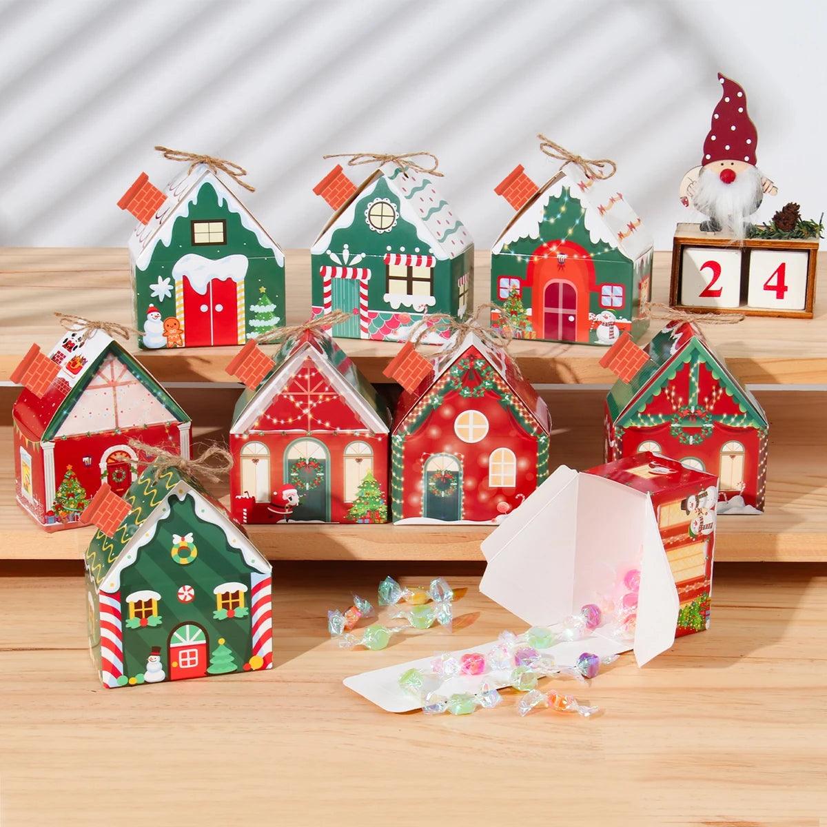 Christmas Gingerbread House Candy Box Merry Christmas Decoration For Home 2024 New Year Gift Cookie Packaging Box Xmas Ornament