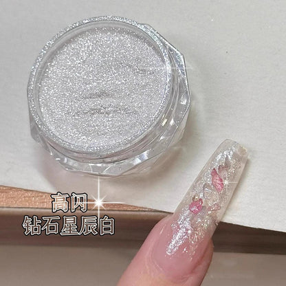 1Jar Aurora Broken Diamond Nail Powder Holographic Iridescent Aurora Powder Mermaid Pigment Glitter Nail Art Chameleon Powder