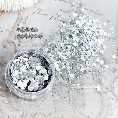 1Jar Silver/gold Holographic Nail Glitter Powder DIY Shiny Nail Glitter Dust Decoration UV Gel Nail Pigment Sequin Accessories 9