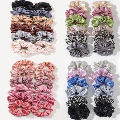 12PCS Soft fashion Satin Colorful Large Intestine Hair Band Hair Accessories hair scrunchies