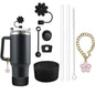 9pcs Accessories Set 3 Spill Proof Stopper Flowers Straw Cover Boot 2 Straw and Brush and 1 Flower Charm Chain for Stanley Cup