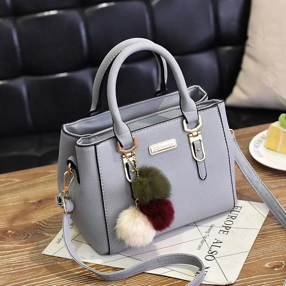 Ladies Fashion Handbag Shoulder Purse Women Crossbody Leather Tote Bag With Hairball Pendant Luxury Messenger Bag