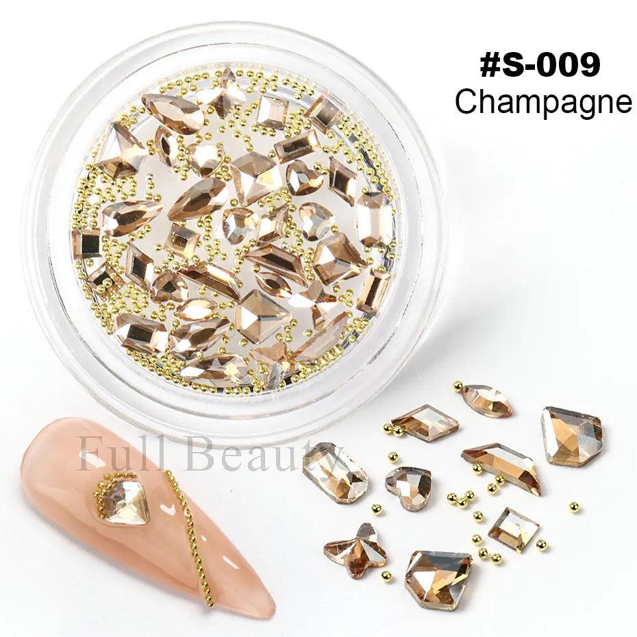 Crystal White Nail Rhinestones Glitter Wedding Bride Design Flatback Gems Charms Beads 3D Nail Art Decoration DIY Parts LAS-008