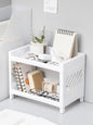 1PC PP Desktop Double Layer Storage Rack Rectangular White Organizing Student Desk Office Cosmetics Stationery