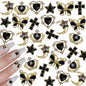 30Pcs Pink Nail Charms Alloy Rhinestones 3D Star Butterfly Heart Cross Gem Nails Crystal Diamond Nail Art Decoration Accessories