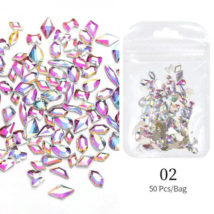 Aurora Irregular Crystal Rhinestones Nail Charm Mixed-Size Resin Flatback Jewelry Gems Stone Parts Manicure Nail Art Decorations