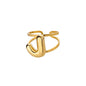 Gold Color A-Z Letter Alphabet Rings for Women Gothic Double Layer Thick Initial Letter Femme Ring Stainless Steel Jewelry Gift