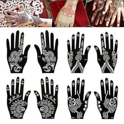 2pcs Henna Tattoo Stencils Templates For Women Temporary Tattoo Indian Fashion Flower Wedding Tattoo Supplies For DIY Body Art