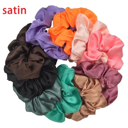 25/10//6pcs Satin Scrunchies Girls Elastic Hair Band Ponytail Holder Ties Rubber Bands Fashion Women Accessories Solid Scrunchy