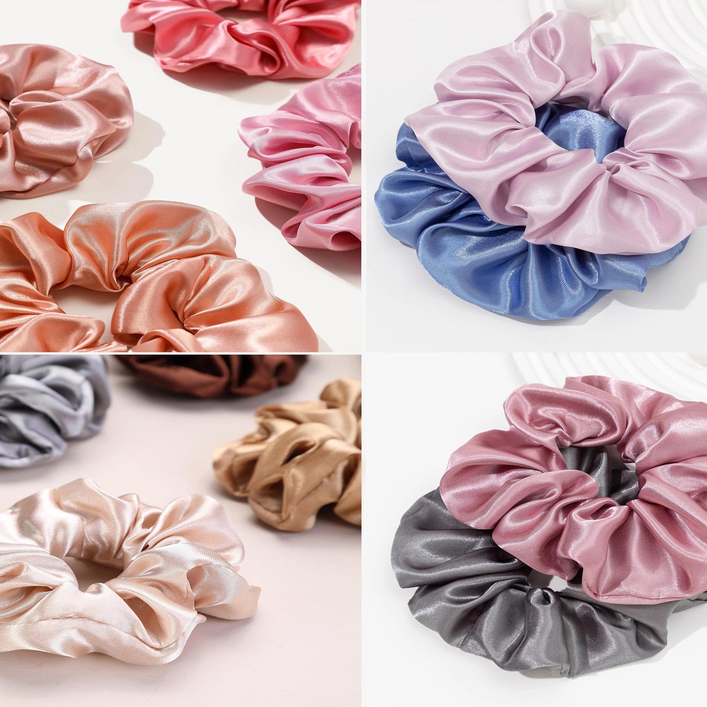 12PCS Soft fashion Satin Colorful Large Intestine Hair Band Hair Accessories hair scrunchies