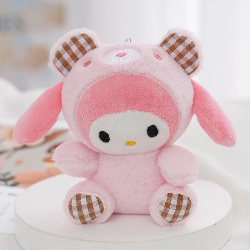 Kawaii Sanrio Plush Keychain Doll Hello Kitty My Melody Kuromi Cinnamoroll Cartoon Animal Stuffed Pendant Backpack Decoration