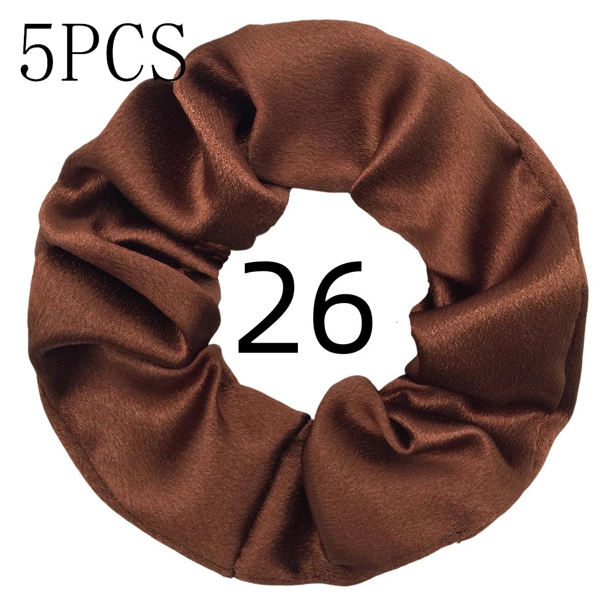 10/5pcs/lot Accessoires Women Girls Silky Satin Hair Scrunchies Solid Elastic Elegant Rubber Band Headwear Holder Scrunchy Black